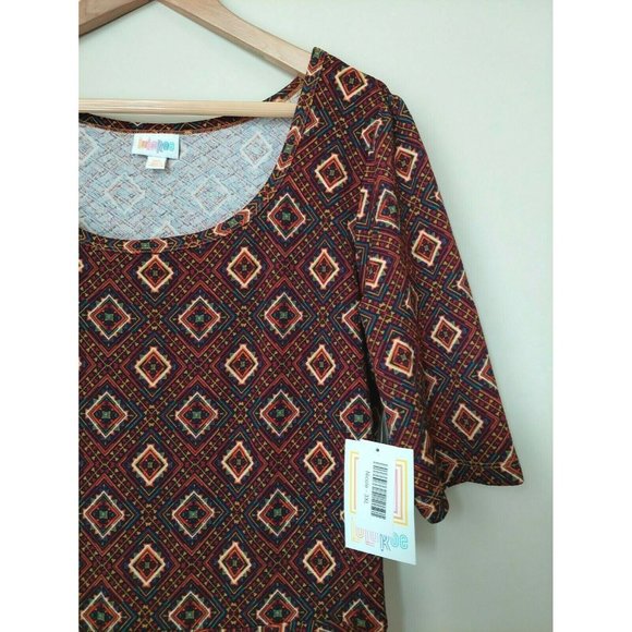 NWT 3XL Lularoe Nicole Dress- Fall Color Geometric Print Fit & Flare Stretch - Picture 4 of 7